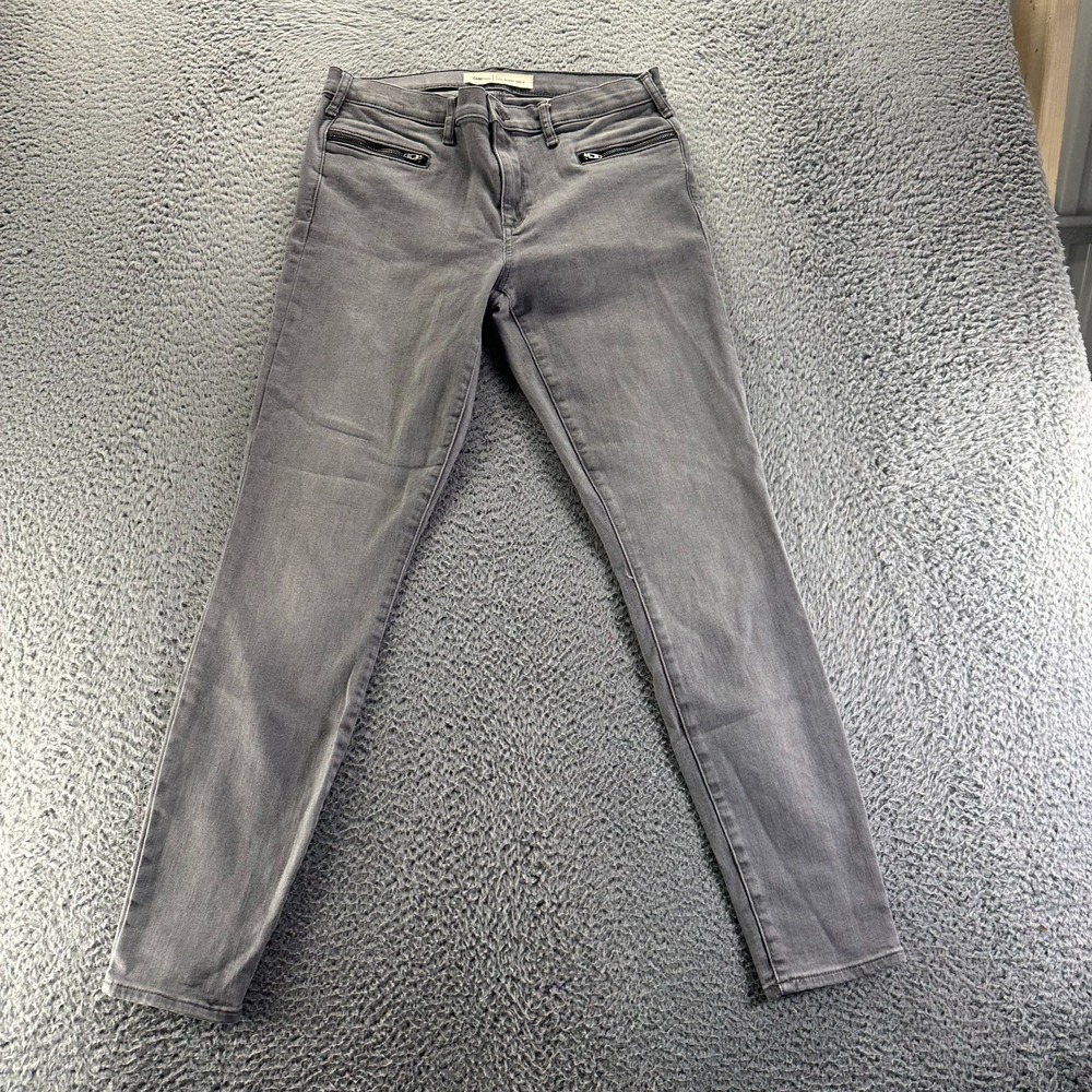 Gap 1969 Jeans Women 31x30 Gray Denim Cotton Skinny Ankle Stretch Faded Workwear